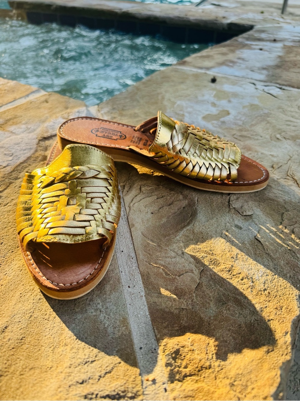 NEW Myrna Art Gold Leather Huarache Sandals Women’s Size 7 Handmade - Picture 14 of 17